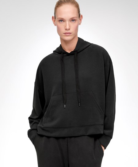 Oysho Soft Touch Modal Sweatshirt Svarte | KMBS62973