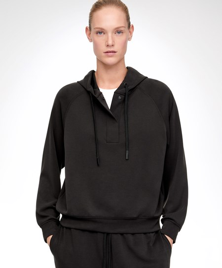 Oysho Soft Touch Modal Sweatshirt Svarte | PZUE18047