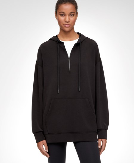 Oysho Soft Touch Modal Sweatshirt With Zip Svarte | NHZJ95361