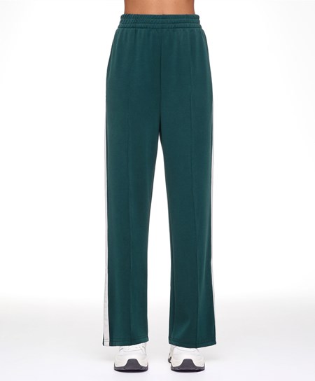 Oysho Soft Touch Modal Trousers With Rett Leg And Stripe Mørke Turkis | MUJP76245