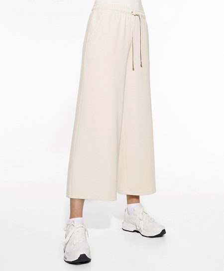 Oysho Soft-touch Modal Cropped Brede-leg Trousers Stone | VTXC32461