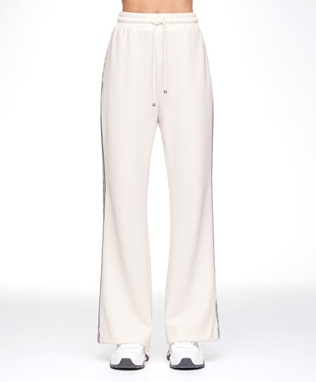 Oysho Stripe Modal Flare Trousers Cream-white | HIYZ41365