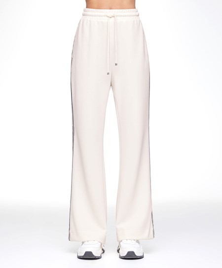 Oysho Stripe Modal Flare Trousers Cream-white | VUTQ61739