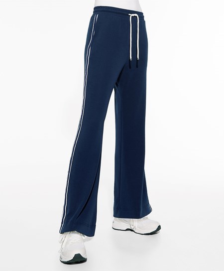 Oysho Stripe Modal Flare Trousers Marineblå Blå | IYBQ32175