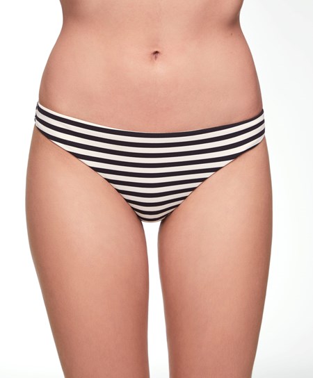 Oysho Stripe Piqué Brazilian Bikini Briefs Svarte | HKPI97436