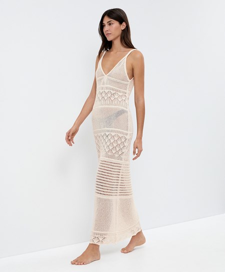 Oysho Textured Crochet Long Kjoler Sand | WMLR28391