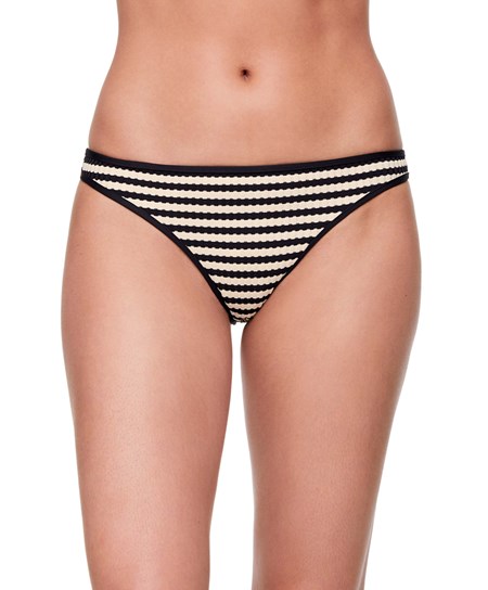 Oysho Textured Stripe Brazilian Bikini Briefs Svarte | GFBI03867