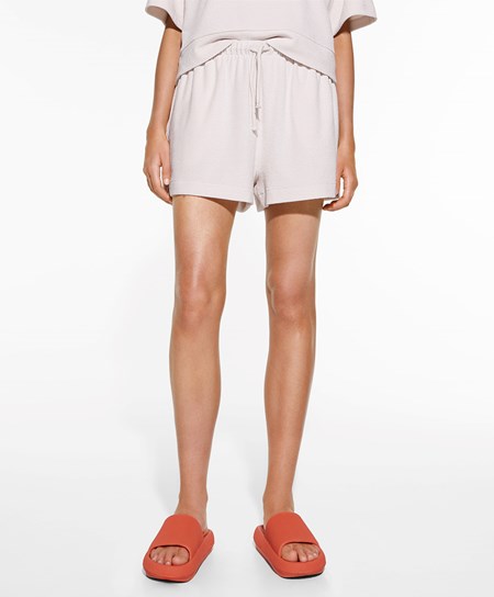 Oysho Towel-effect Shorts Stone | QLKJ04137