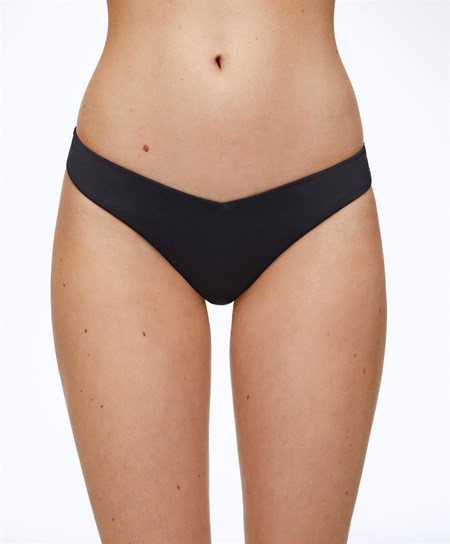 Oysho U-cut Thong Bikini Briefs Svarte | LSBV52436