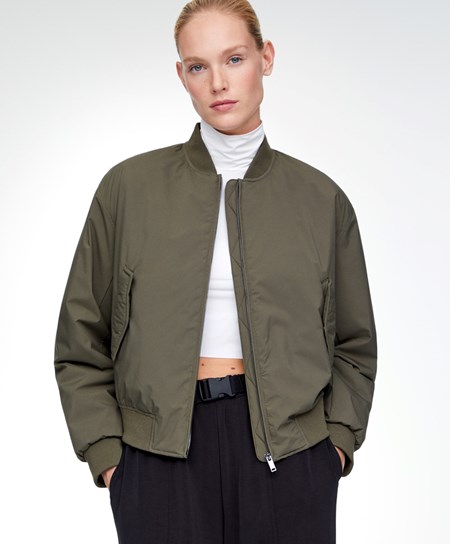 Oysho Vann-repellent Bomber Jacket Khaki | UGMY68472