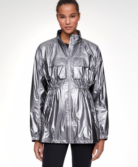 Oysho Vann-repellent Jogge Jacket Mørke Sølv | RBID53604