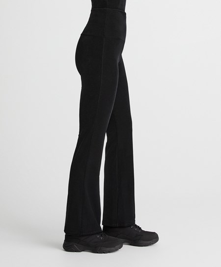 Oysho Velour Flare Trousers Svarte | AMSJ82703