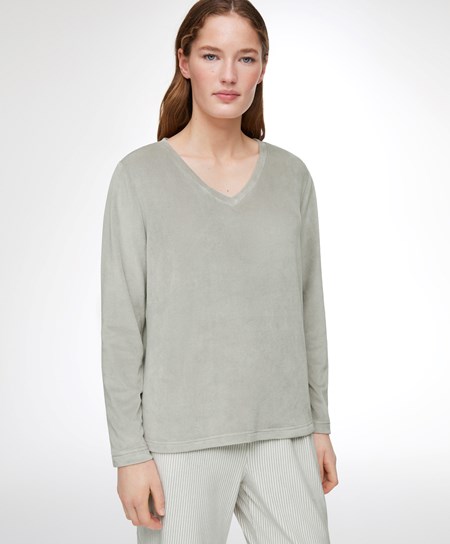 Oysho Velour Long-sleeved T-shirt Green-grey | WSXB51694