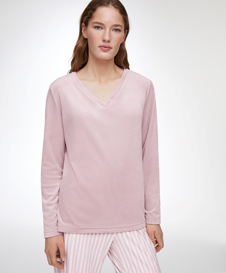 Oysho Velour Long-sleeved T-shirt Rosa | DUTN93750