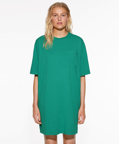 Oysho Washed 100% Bomull Long T-shirt Grønn | OVNM04869